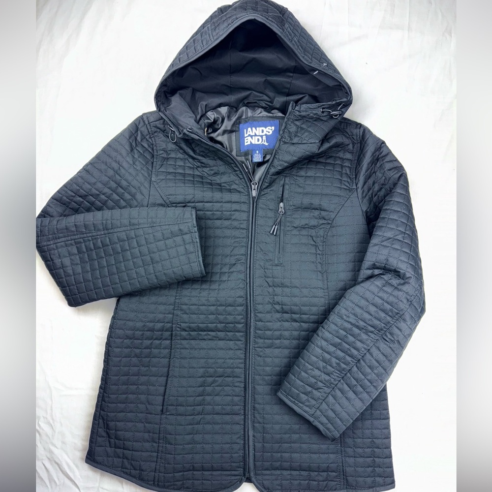 Lands' End Black Quilted Jacket women’s new without tags size Small